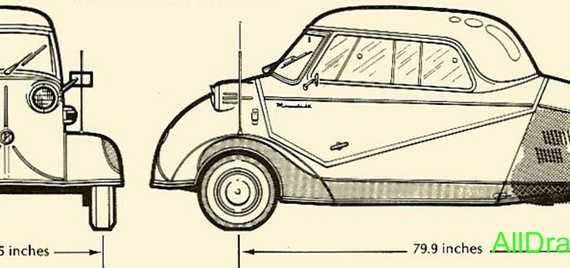 Messerschmitt KR 200 (1955) (Мессершмитт КР 200 (1955)) - чертежи (рисунки) автомобиля